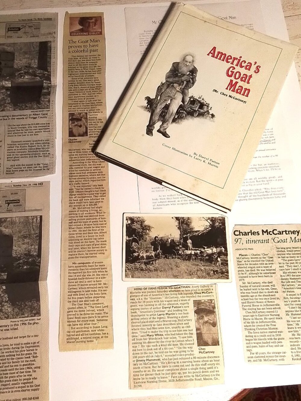 America's Goat Man Book By Darryl Patton SIGNED by Ches McCartney + Postcard +